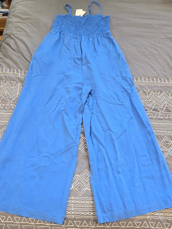 Z Supply Pants - Z Supply Beachside Smocked Jumpsuit In Blue Rayon Size Medium
